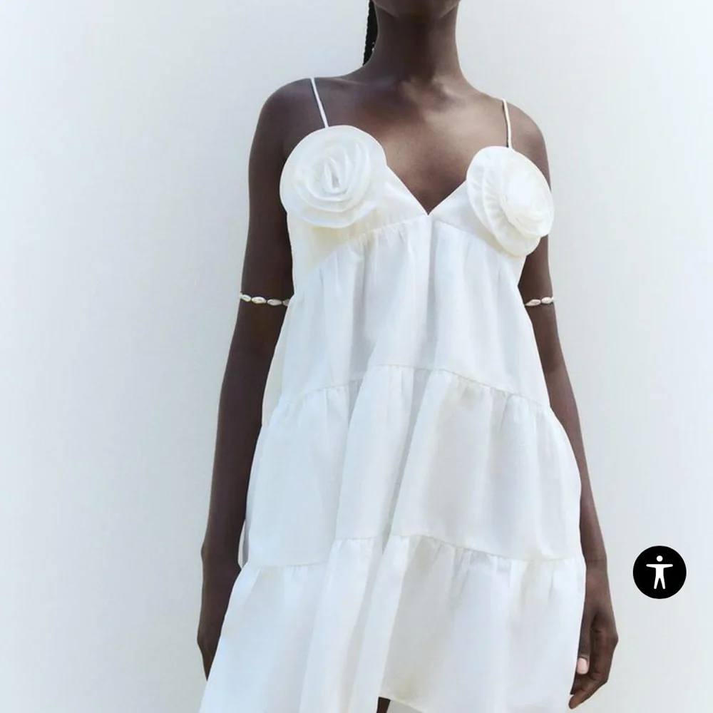 POPLIN DRESS WITH TEXTURED FLOWERS - Picture 4 of 9